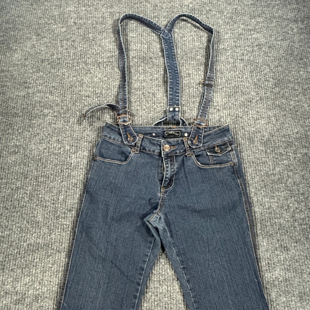 Diva Blue Denim Overalls Women Size 9/10 Blue Wide Flare Leg Cotton‎ Blend